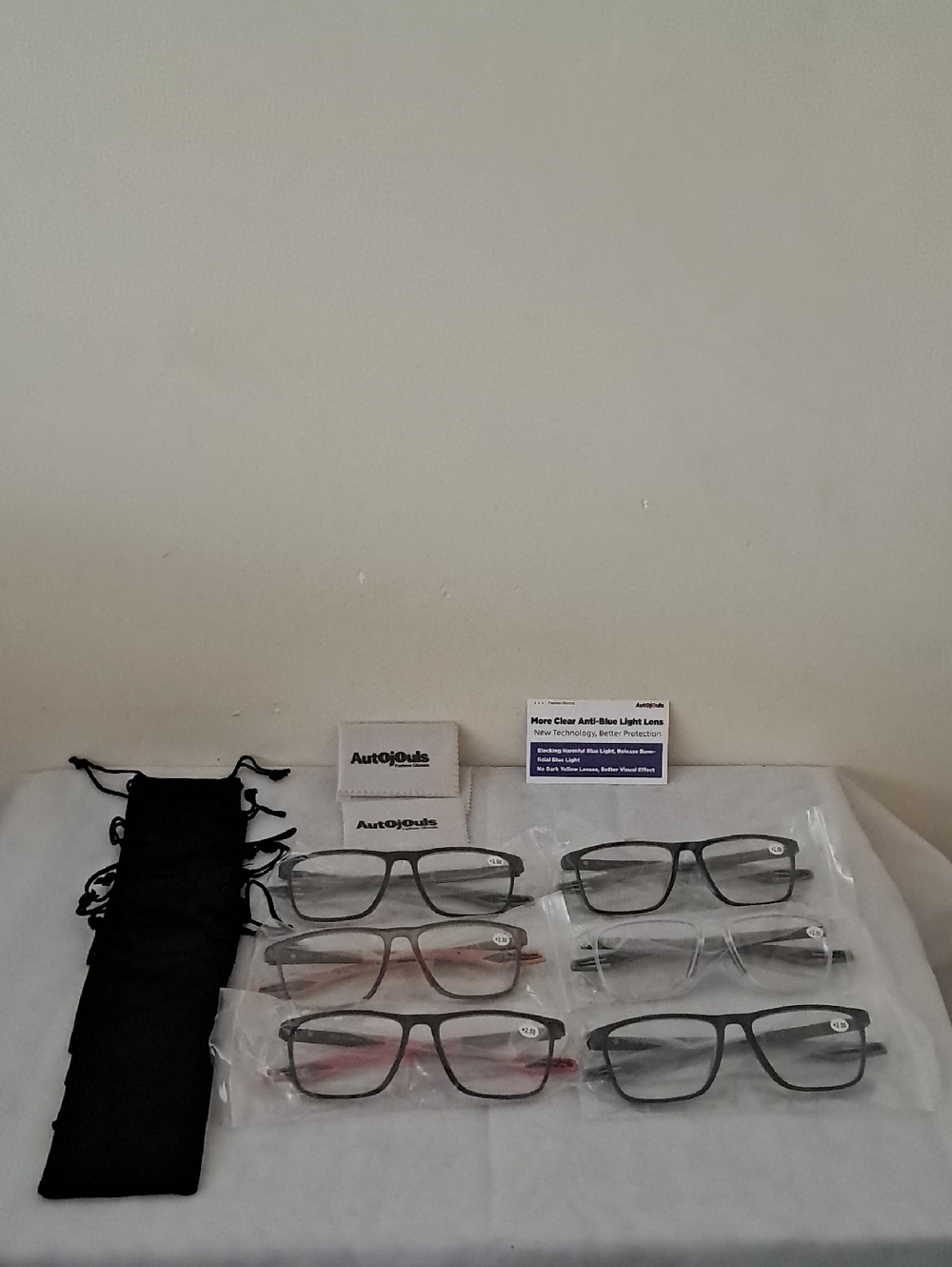 Anti-Blue Light Glasses 6-Pair Set in Black, Gray, Brown